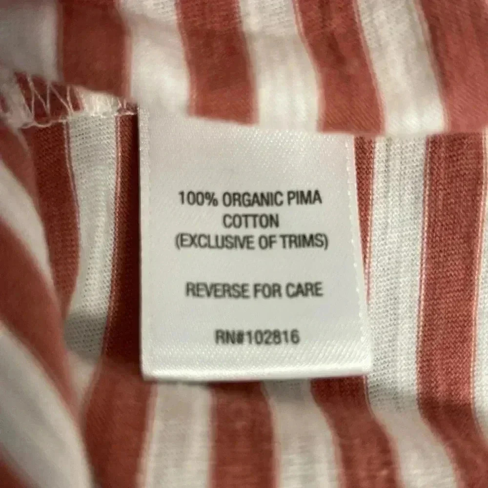 Garnet Hill 100% Pima Cotton White and Dusty Pink Striped Long Sleeve Top Large - Picture 6 of 6